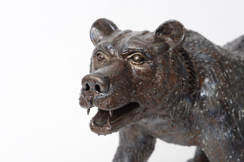 Recycled Metal Bear Sculpture Walking Etsy
