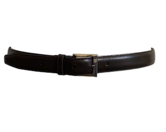 Vintage unisex Christian Dior matte black leather belt 32