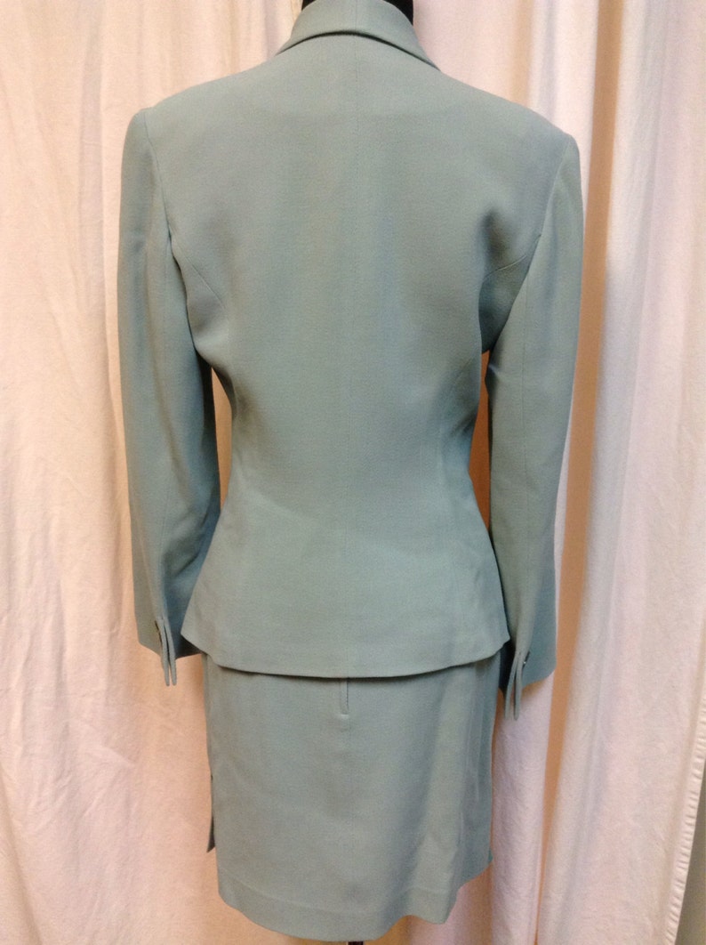 Chantal Thomass Paris Aqua Skirt Suit w/ Mother of Pearl buttons image 2