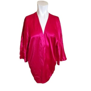 Victoria&#39;s Secret Vintage 80s 90s Women&#39;s Silk Wrap Kimono Fuschia Sz One Size