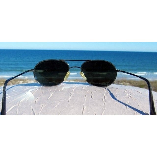 Giorgio Armani Vintage Gunmetal Frame Aviator Sunglasses 681 1144 Sz Small Giorgio Armani Vintage Gunmetal Frame Aviator Sunglasses 681  main image 3