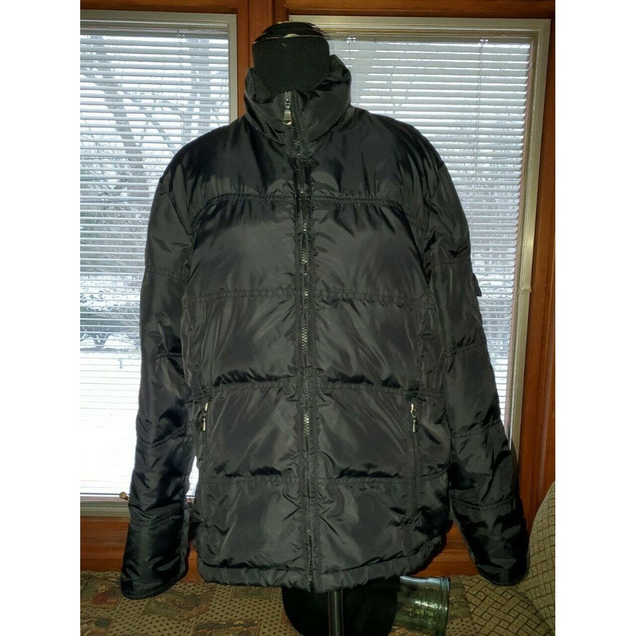Eddie Bauer Black Premium Down 650 Fill Power Puffer Jacket Coat L