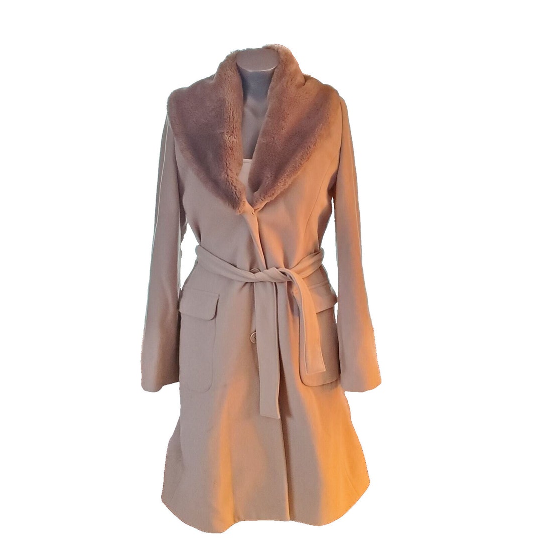 United Colors of Benetton Wool Tan Camel Pea/trench Coat W/ Faux Fur Collar 42/6 - Etsy United Colors of Benetton Wool Tan Camel Pea/trench Coat W/ Faux Fur Collar 42/6 - Etsy