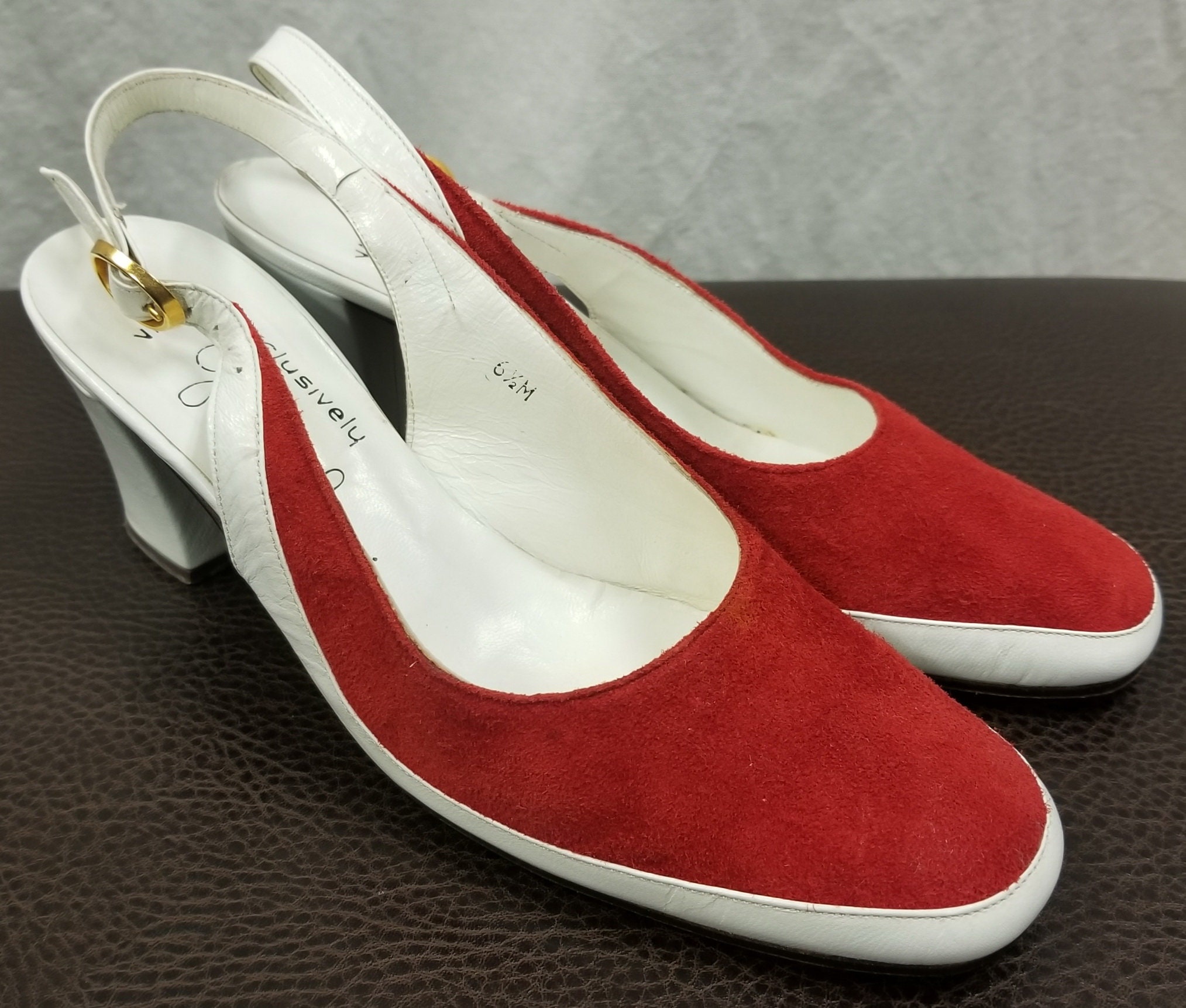 Vintage Garolini Red Two-tone Suede 