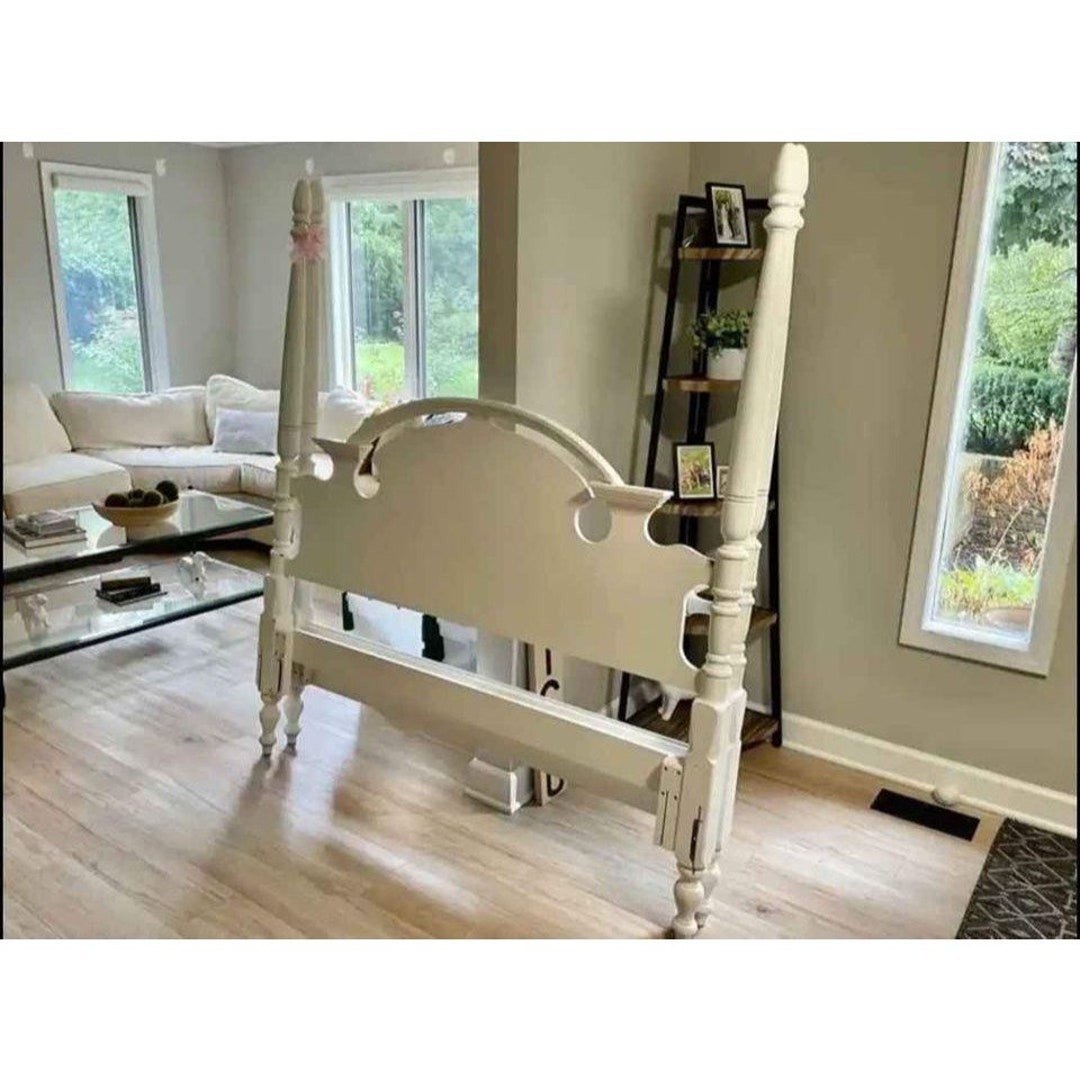 Antique Vintage Cherry Wood 4 Poster Queen Size Bed Upcycled