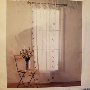 American Pacific Farmhouse Botanical Sheer Floral Curtains x2