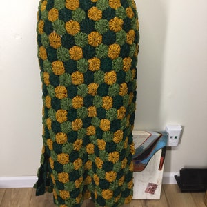 Handmade 60s Vintage Knit Green Boho Skirt sz S image 5