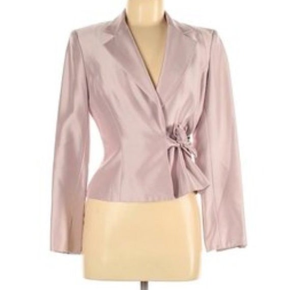 Kay Unger lavender satin silk wrap jacket/Blouse … - image 3