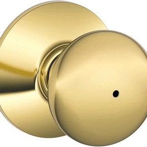 Schlage F40 V PLY 605 Plymouth Door Knob Bed & Bath Privacy Lock Bright Brass