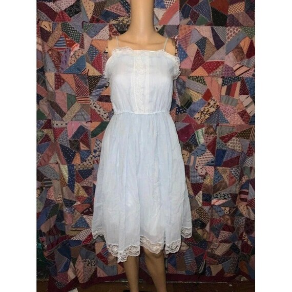 Gunne Sax Vintage Light Blue 70's Light Gauzy Bea… - image 3