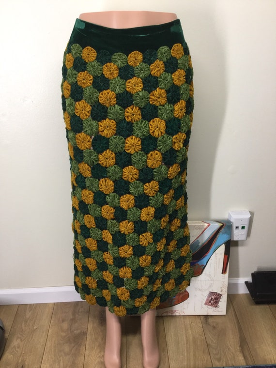 ハンドメイド 60年代 ヴィンテージ ニット グリーン ボヘミアン  