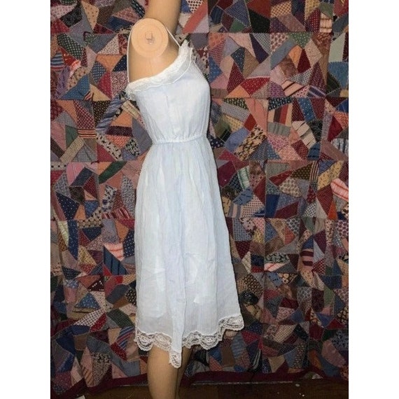 Gunne Sax Vintage Light Blue 70's Light Gauzy Bea… - image 5