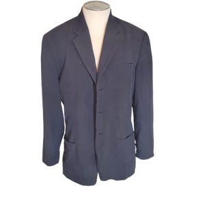 Chaqueta de traje de seda para hombre, estilo vintage de los años 90, estilo Y2K, color negro, tallas S-M