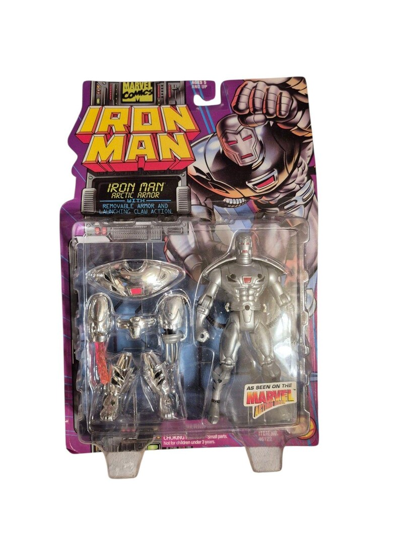 Figura de acción de Iron Man Arctic Armor con garra de lanzamiento Marvel TV Toy Biz 1995 NUEVO imagen 2