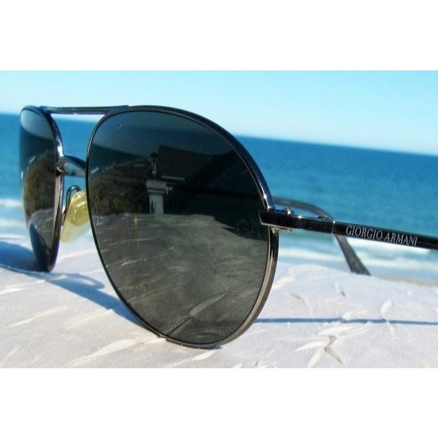 Giorgio Armani Vintage Gunmetal Frame Aviator Sunglasses 681 