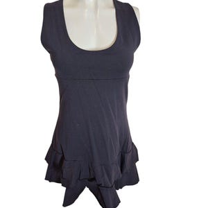 Biondo Beverly Hills Ruffled Scoop Dress Crisscross Stretch Jersey Black sz S/M