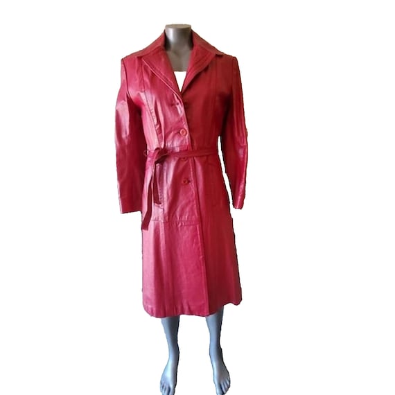 Vintage 1970s Brazilian Long Leather Matrix Trench