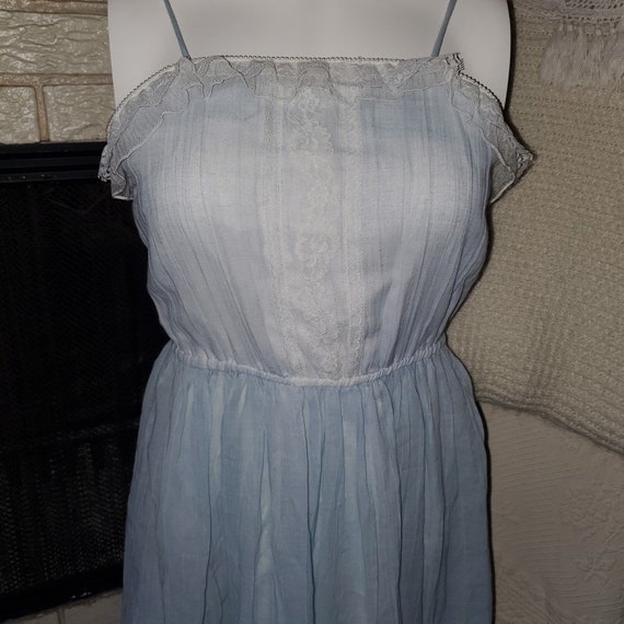 Gunne Sax Vintage Light Blue 70's Light Gauzy Bea… - image 2