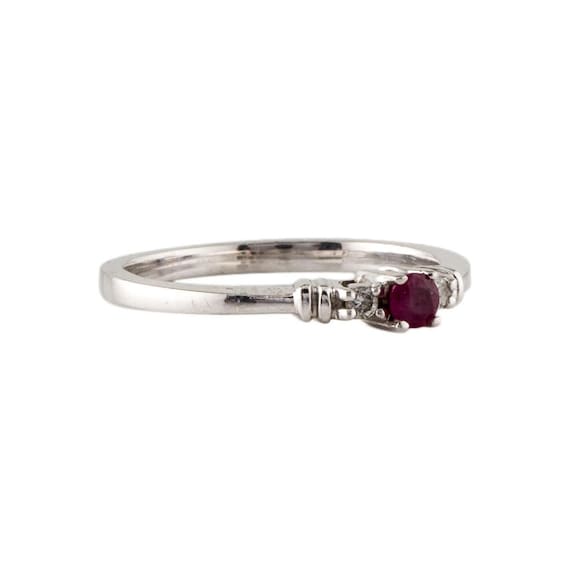 Platinum Ruby & Diamond Cocktail Ring Size: 6.75 - image 1