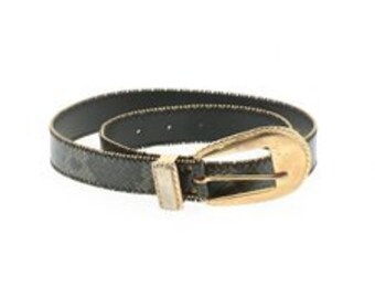 Vintage Worth Tan Leather Snakeskin Pattern Gold Tone Metal Crown Buckle Belt S Vintage Worth Tan Leather Snakeskin Pattern Goldtone Metal  main image 4