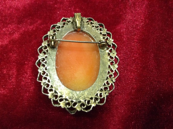 Elegant Art Deco Shell/Bakelite Filigree Carved C… - image 2