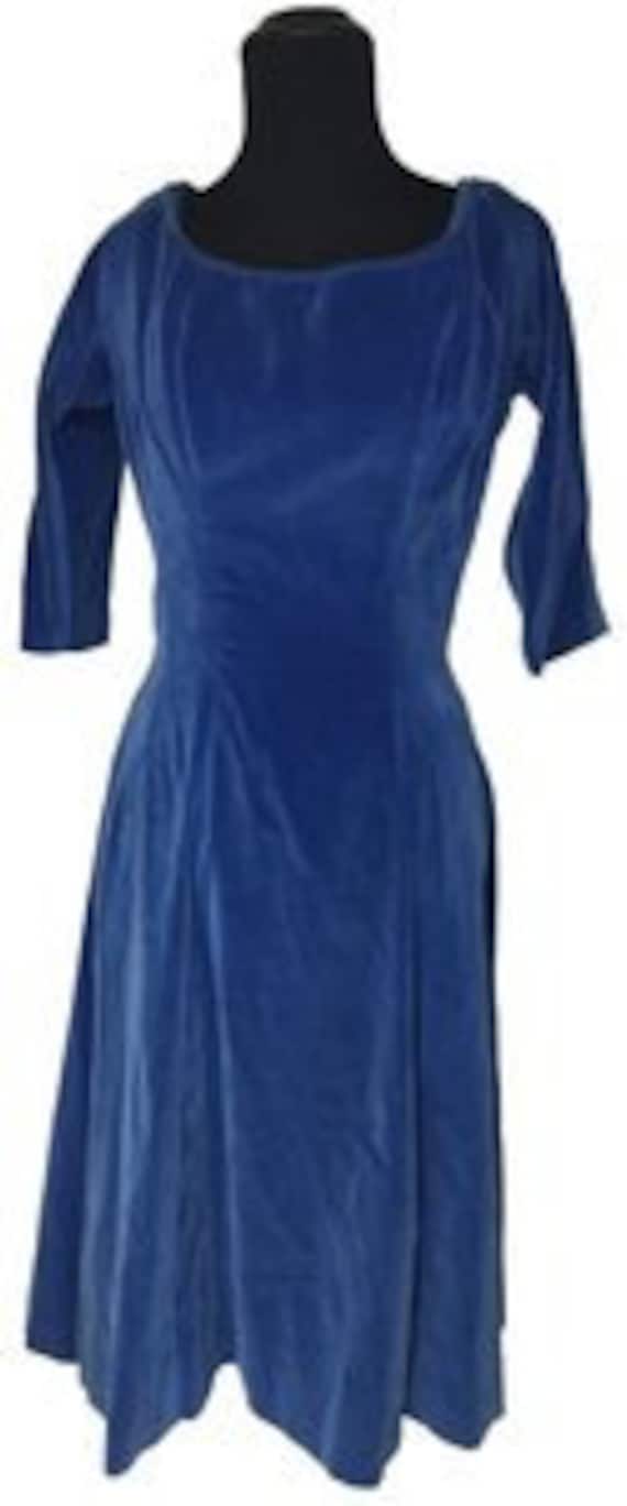 Gigi Young New York Blue Velvet Fit anf Flare Dres