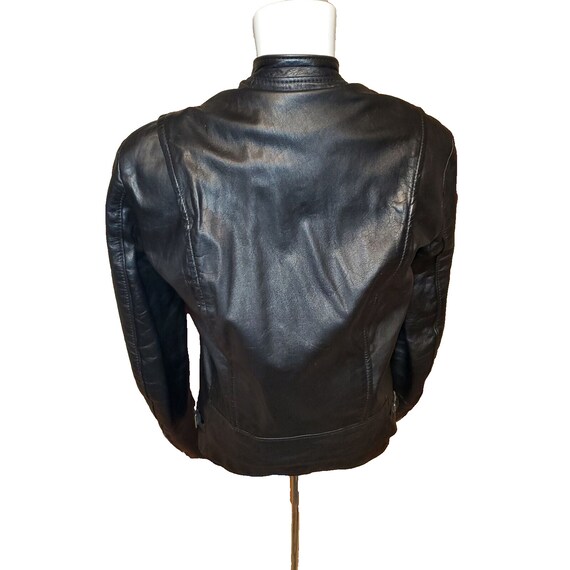 Brooks Vintage Black Leather Moto Jacket with zip… - image 2