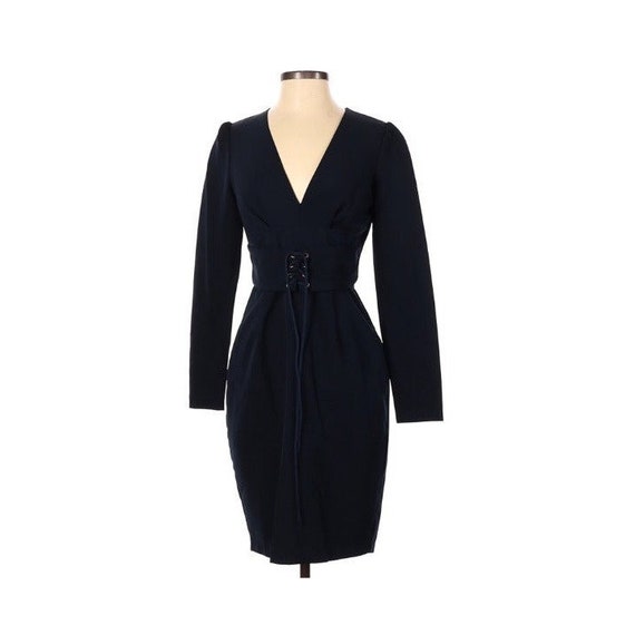 Alexia Admor Satin Corset Waist Satin Sheath Dress Navy Blue Sz S - Etsy