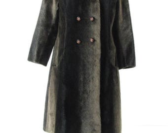 Russel Taylor (Seeotta) Double Breasted 60's Faux Fur Swing coat Sz Large