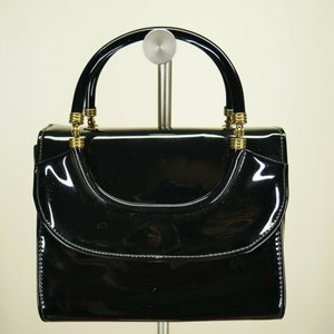 Delicato by Markay Vintage Schwarze Lackleder Handtasche/Handtasche