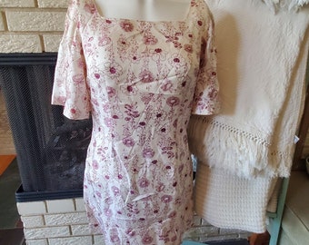 Vintage 1960s Handmade Satin Floral Kimono Mini Dress XS/S