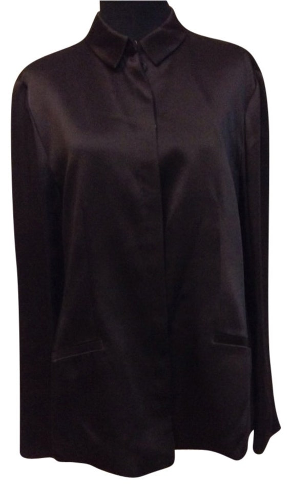 Armani Collezioni Brown Plum Satin Blouse Jacket … - image 5