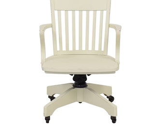 Pottery Barn Vintage Mission Style Bankers Desk Chair Wood Adjustable White