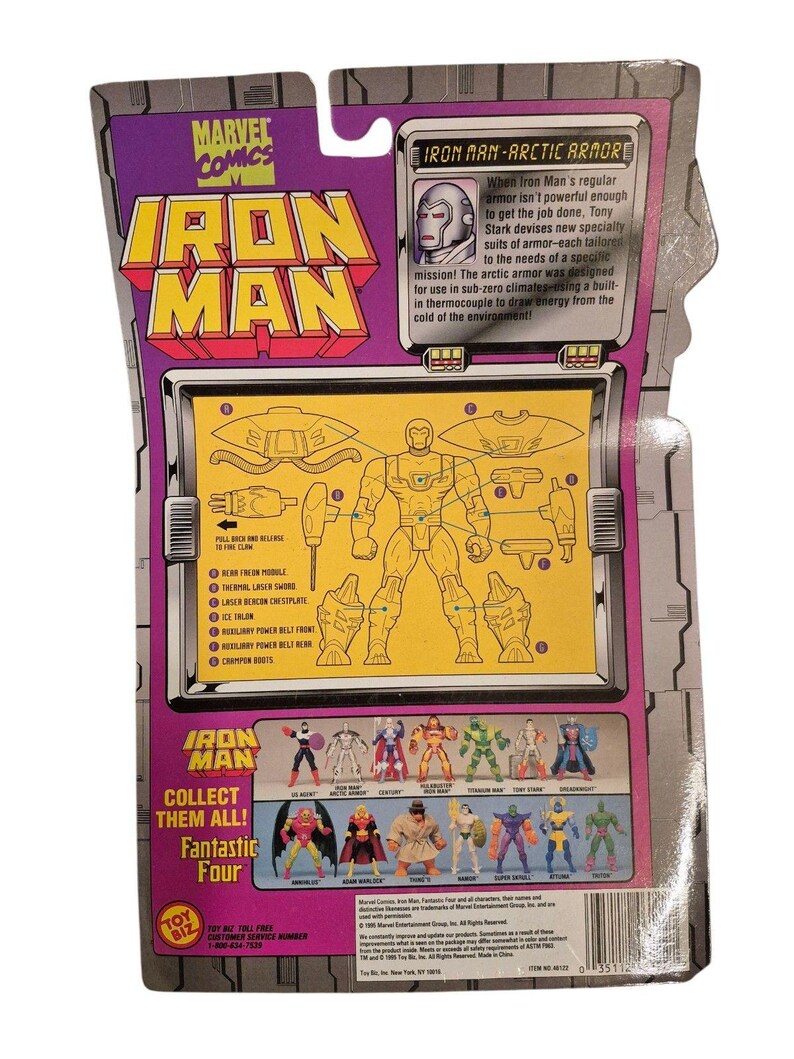 Figura de acción de Iron Man Arctic Armor con garra de lanzamiento Marvel TV Toy Biz 1995 NUEVO imagen 3