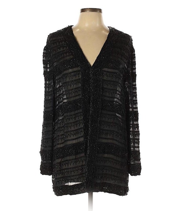Oleg Cassini Black Tie Vintage Beaded Silk Chiffon