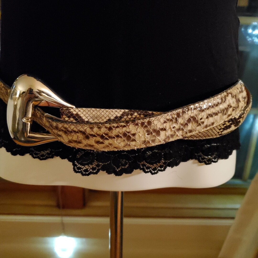 Vintage Genuine Python Snakeskin Leather 1.25" Belt Sz 42 - Etsy