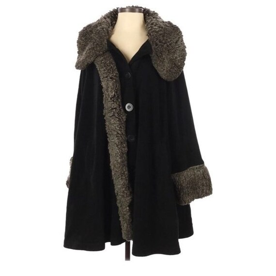 Faux Fur Sweater Fleece Swing Coat 
