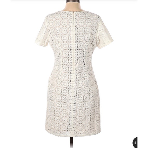 Sharagano Ivory Lace Overlay Shift Dress Short Sleeve Dress Size 12 Sharagano Ivory Lace Overlay Shift Dress Short Sleeve Dress Size 12