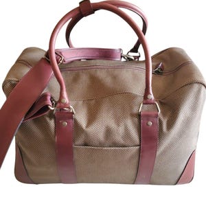 L.L. Bean VTG Traveler Tweed Duffle Carry On Luggage Weekender Bag LTHR Trim