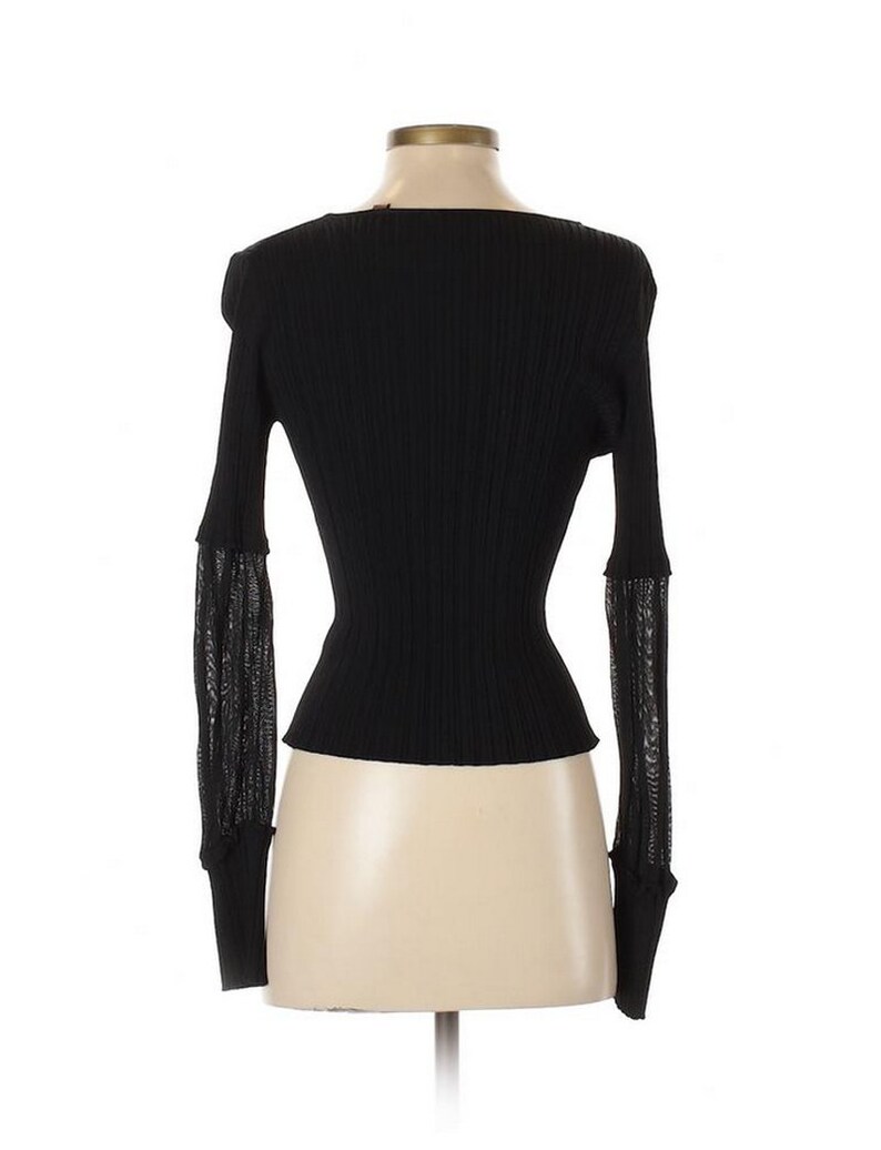 Essendi Vintage Corset Tie Mesh Detail Rib Knit Sweater