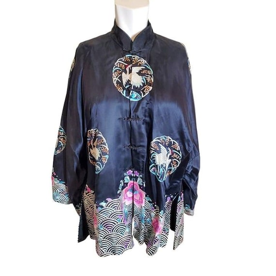 Antique Vintage Handmade Chinese Silk Kimono Jacket Blouse Robe Sz