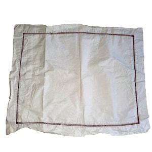 Pottery Barn Vintage Red Hemstitch White standard Size Cotton Pillow Sham