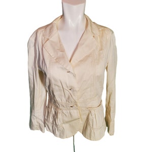 MIU MIU Prada Vintage Pleated Boho Ruched Ruffle Jacket Blazer Cream Ivory Sz 44 Small