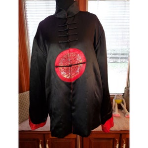 Museum of Fine Art Boston Asian Style 100% Silk Satin Jacket/Overcoat Sz M/L