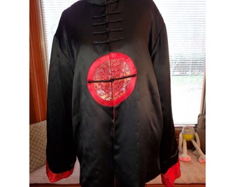 Museum of Fine Art Boston Asian Style 100% Silk Satin Jacket/Overcoat Sz M/L