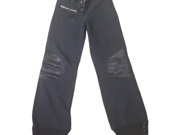 Major De Lema Vintage 90s Black Cargo Jogger Sweatpants Lounge Pants Sz XS