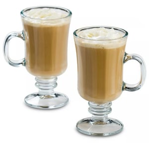 Portugalia Portuguese Irish Coffee Cappuccino Latte Clear Glass Mugs x4