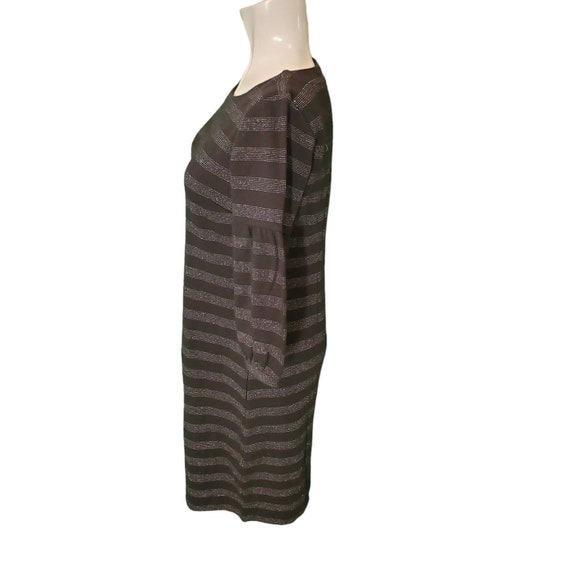 Talbots Black Silver Puff Sleeve Metallic Stripe Knit Shift Dress Sz Sm NEW  - Etsy