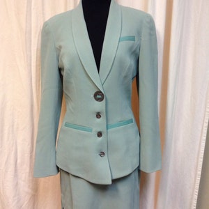 Chantal Thomass Paris Aqua Skirt Suit w/ Mother of Pearl buttons image 1