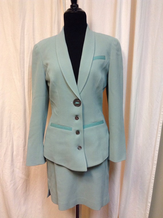 Chantal Thomass Paris Aqua Skirt Suit w/ Mother of